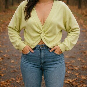 Free People Sweatshirt Lime Green Woman's Size Medium